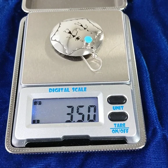 Native American Hook Earrings Sterling Silver Cut Out Figures and Turquoise - Picture 6 of 12